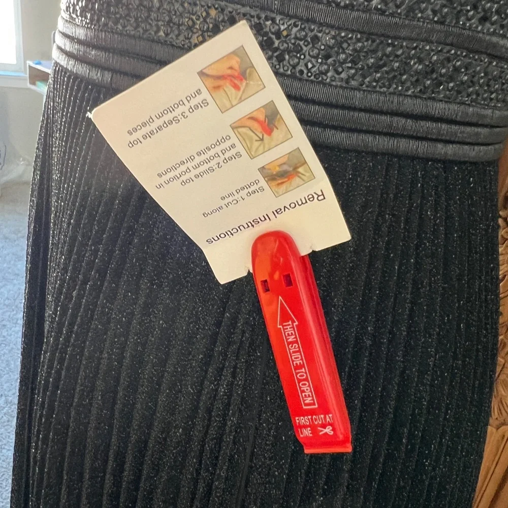 NWT Mac Duggal 30750 Size 6 Black Shimmering 3/4 Sleeve A-line Midi Dress - Picture 6 of 15